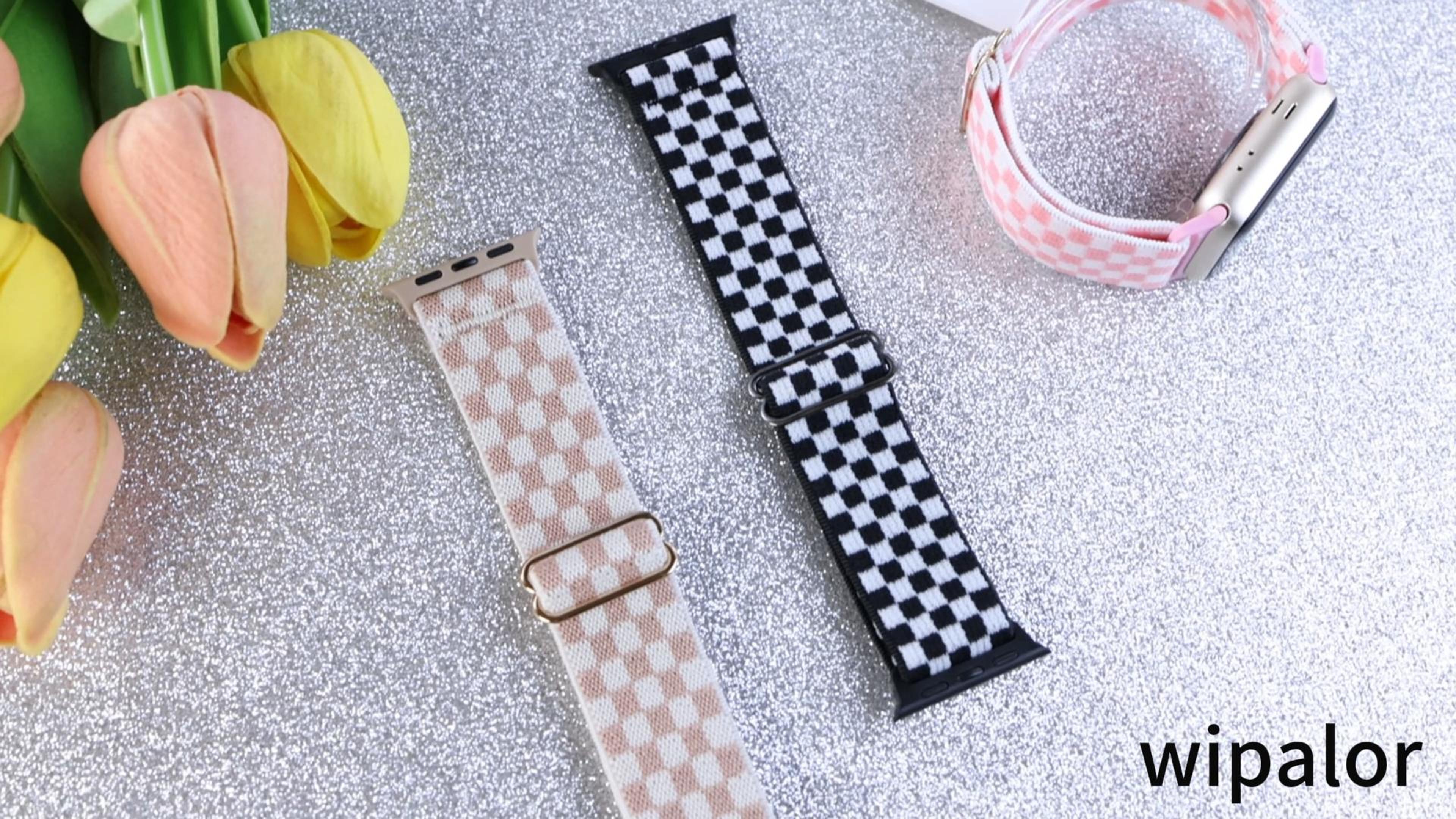 Amazon.com: wipalor Stretchy Nylon Checkered Apple Watch  display picture 1