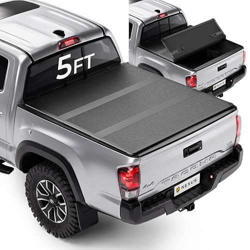 Nexus Hard Folding Truck Bed Tonneau Cover for Toyota Tacoma w/OE Track System 5' 1" Bed (60.5") 2016-2026 Excl. Trail Edition, No-Drill Installation Heavy Duty Hard Tri Fold Bed Cover Anti-Theft 5FT