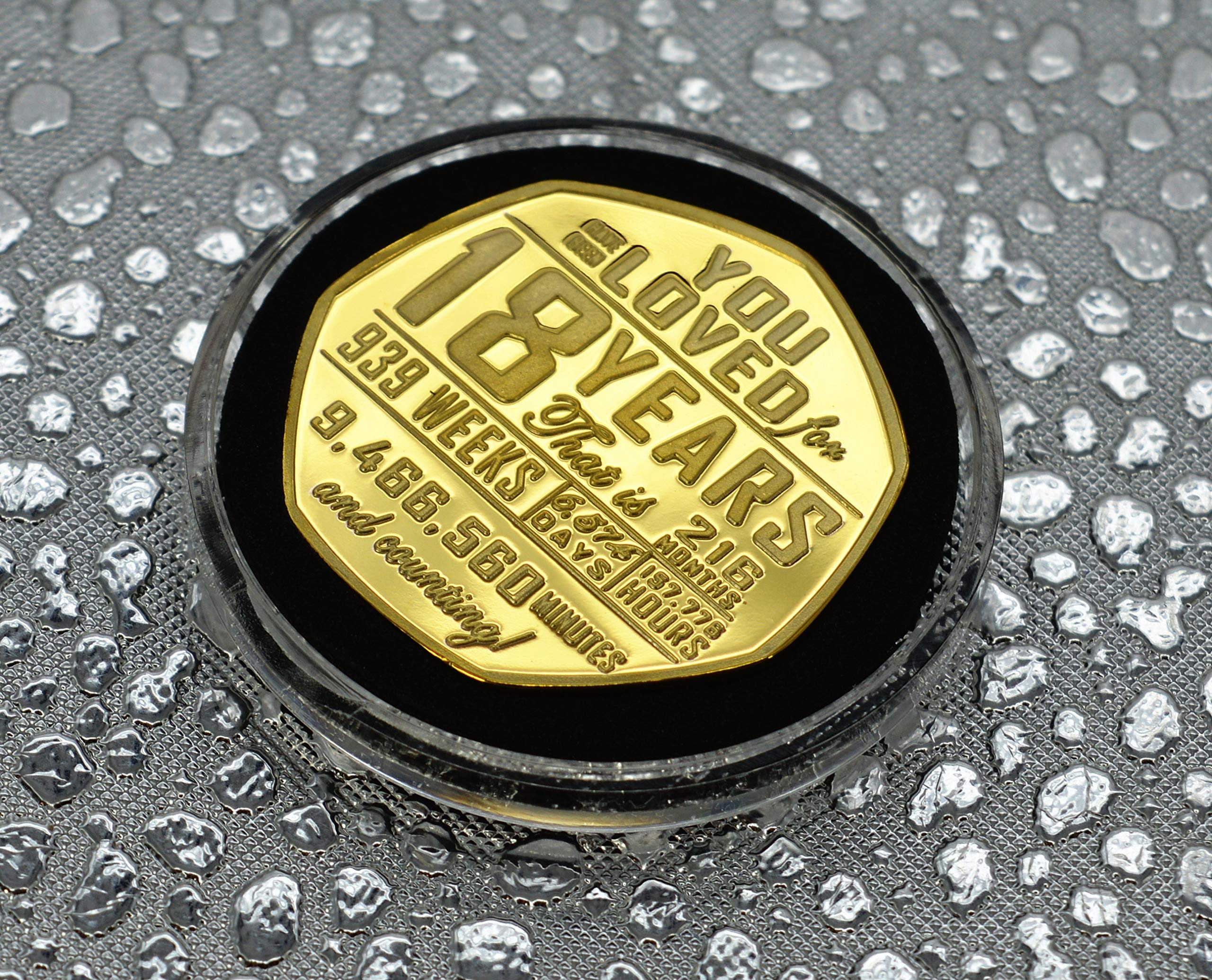 The Commemorative Coin Company 18th Birthday 24ct Gold Commemorative in Capsule. Gift/Present Congratulations/Party/Celebration/Ideas. Celebrating 18 Years