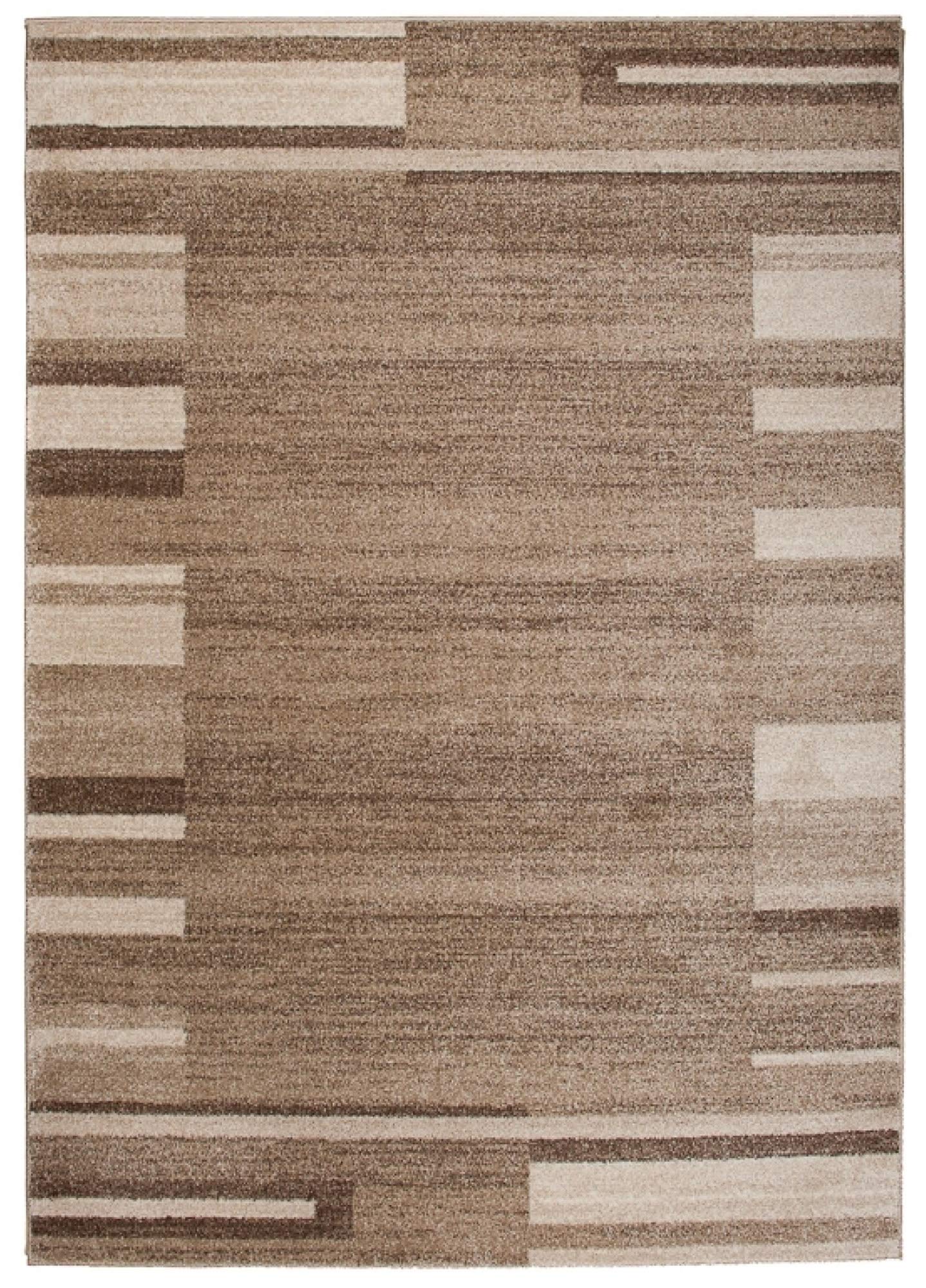 Tapiso Dywan Sari z krótkim włosiem, melanż, nowoczesny, beżowy, brązowy, kremowy, designerskie obszycie, abstrakcyjne paski, linie, idealnie nadaje się do salonu, pokoju gościnnego, jadalni, Ökotex 220 x 320 cm