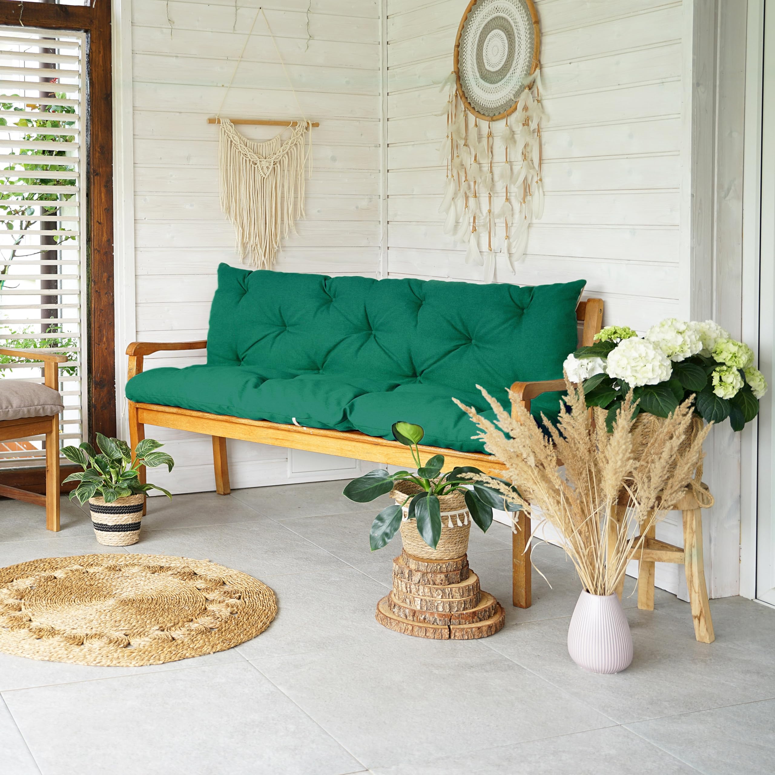 4L Textil Coussin pour Banc de Jardin, balancelle hollywoodienne - Coussin d'assise et de Dossier - Résistant aux intempéries - 100 x 50 x 50 cm - Vert - Résistant aux UV