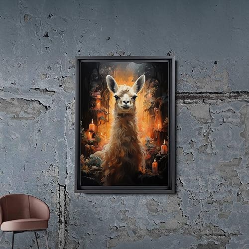 Miniatura 4 de Alpaca Llama Animal Print Portrait Framed Canvas Wall Art