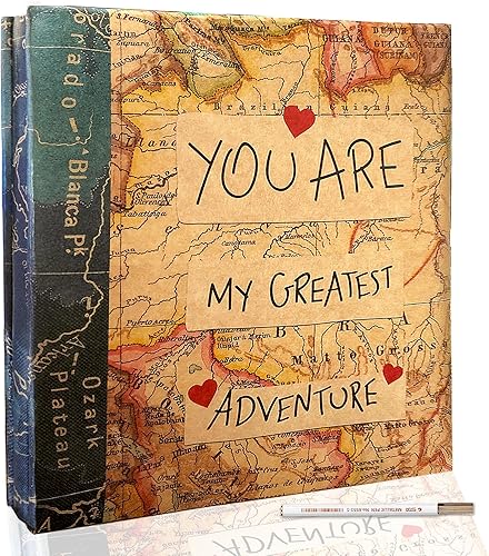 Holoary Álbum de fotos autoadhesivo magnético autoadhesivo para álbumes de recortes hecho a mano funda de papel kraft impresa mapa viejo aventura