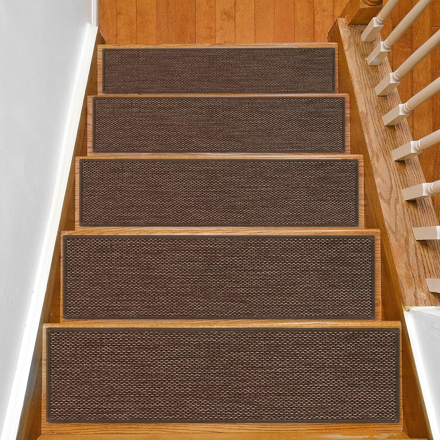Stair Treads Non Slip for Wooden Steps Indoor 10" x 30" 15 Pack Extra Wide Stair Tread Carpet Stairs Runner, Step Pads with Reusable Adhesive for Dogs Kids Elders, Machine Washable, Brown 10 x 30 inch Brown 15