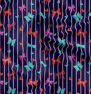 Stripe Pattern - Navy Blue - Soimoi Pure Silk Fabric, 42" Wide Printed Silk by The Yard for Scarves, Sarees, Stoles, Dupattas, Dresses & Elegant DIY Sewing Projects