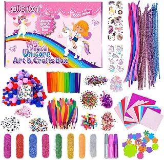 Allerion Unicorn Arts & Crafts Kit for Kids – 1000+ Pieces with Glitter,...