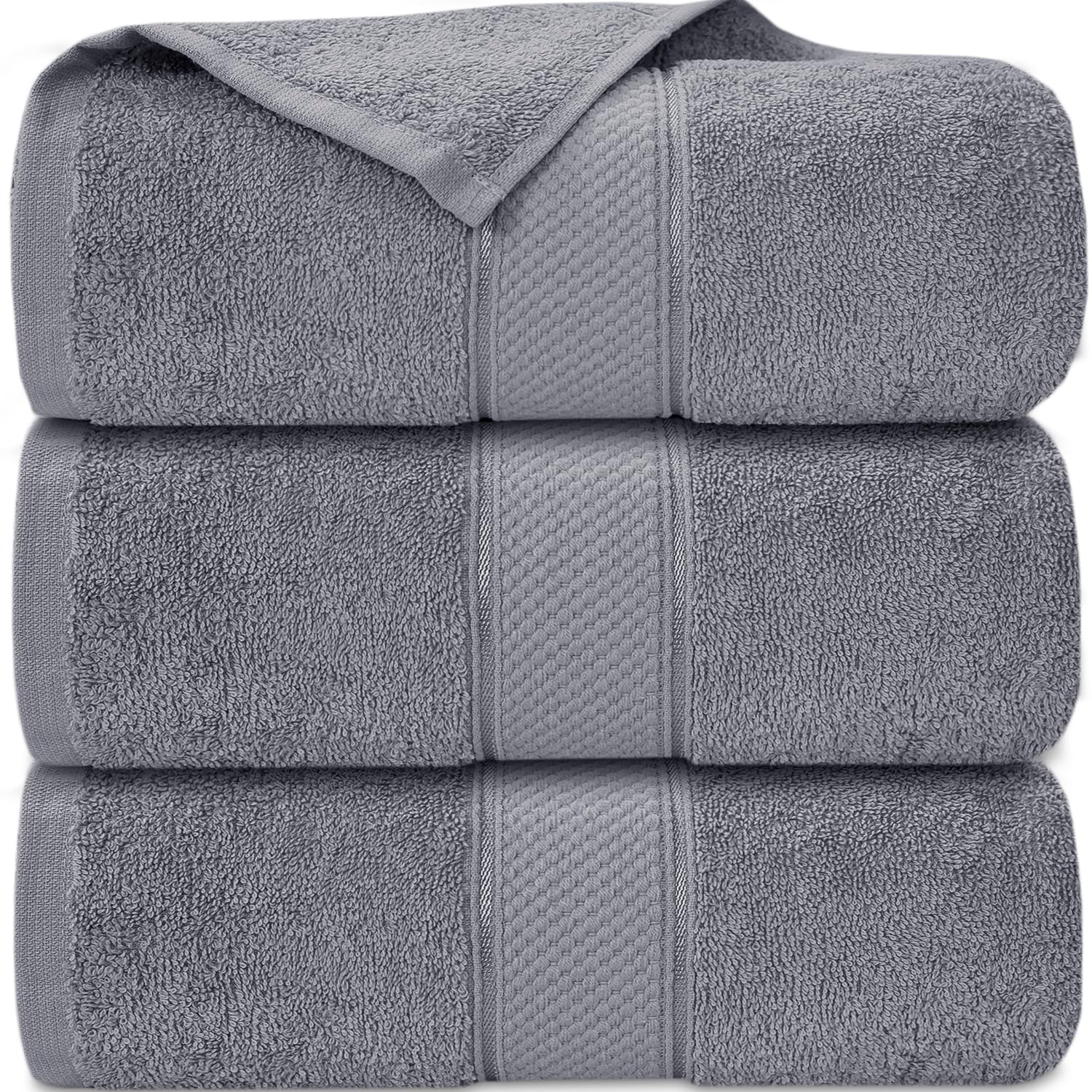 Casabella Pack of 3 Super Jumbo Extra Large Bath Sheet Towels100% Cotton 90cm x 180cm_Silver