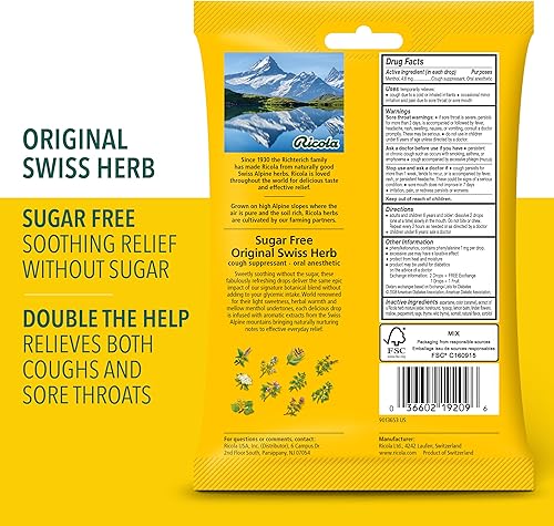 Miniatura 7 de Ricola Berry Medley - Gotas para la garganta, 45 gotas de hierbas originales sin azúcar, 19 unidades