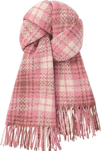 DOFOWORK Scarf for Women - Scarves for Women Winter Warm, Plaid Long Shawl Winter Scarf for Cold Weather, Soft Tassel Wrap Blanket, Fashion Gift 78.7"x24.8"