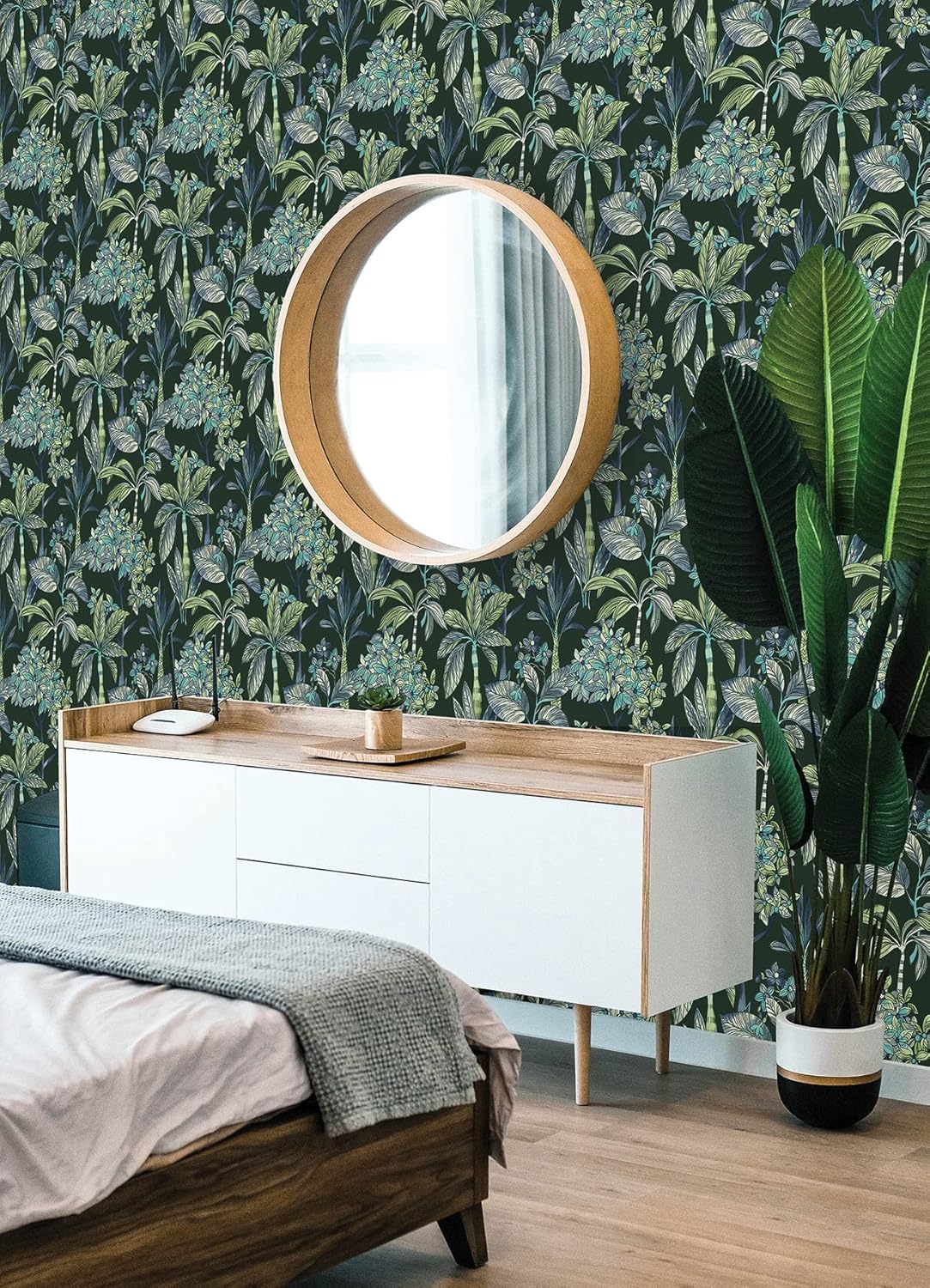 NuWallpaper NUS4316 Panama Peel & Stick Wallpaper, Deep Green