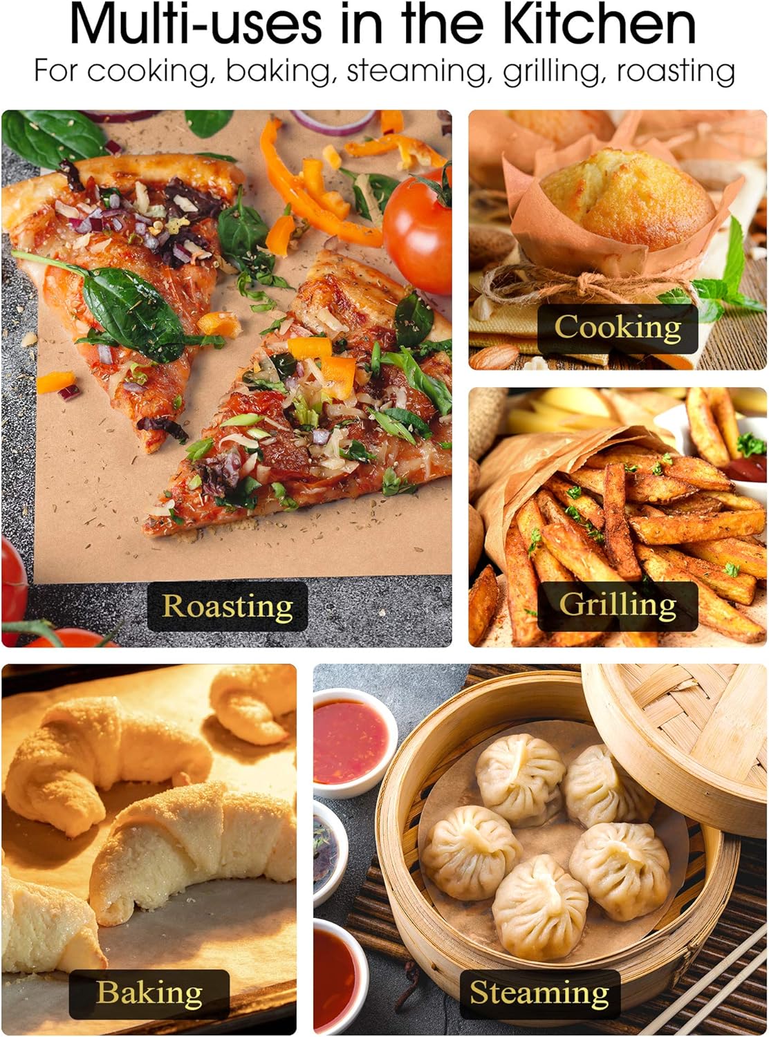 KKootek 300 Pcs Parchment Paper Baking Sheets, 12 x 16 Inch Heavy-duty Baking Paper Pre-cut Unbleached Bakery Paper for Cooking, Baking, Steaming, Air Fryer, Grilling, Roasting, Cookies (Brown): Home & Kitchen