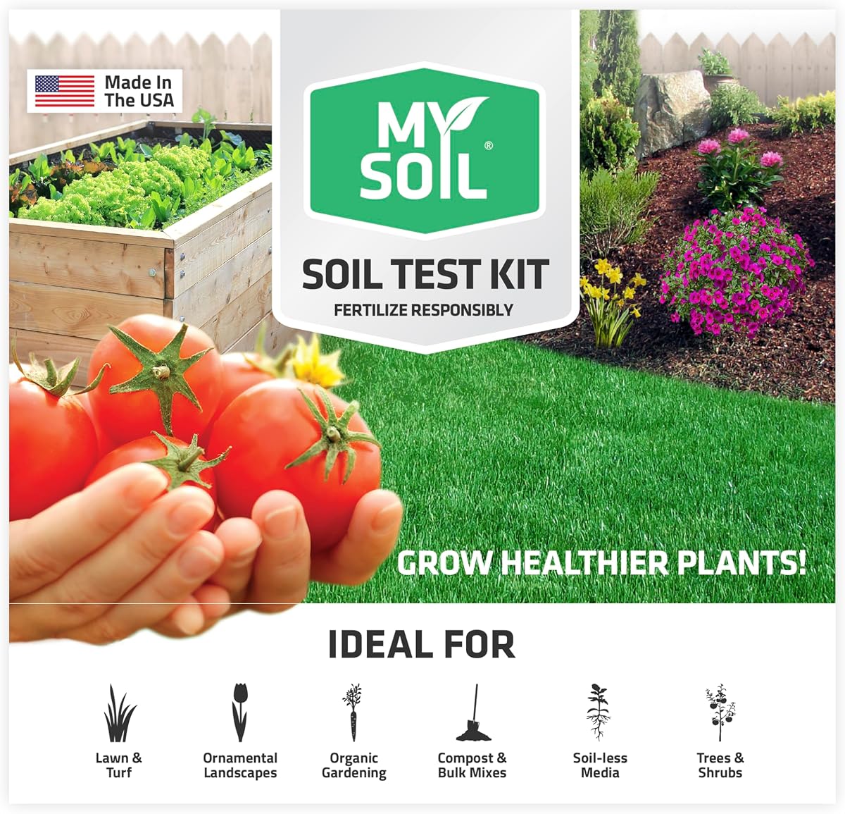 Kit de prueba de suelo MySoil, libere el potencial de su césped y jardín, análisis completo y preciso de nutrientes y pH con recomendaciones adaptadas a sus necesidades de suelo y plantas