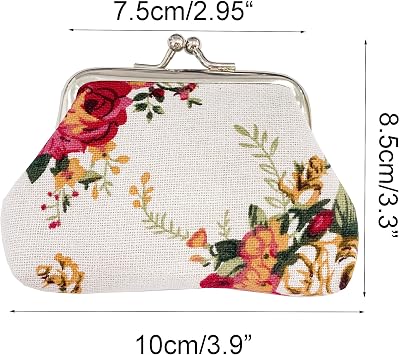Canvas Coin Purses Vintage Mini Floral Cute Change Pouch for Women