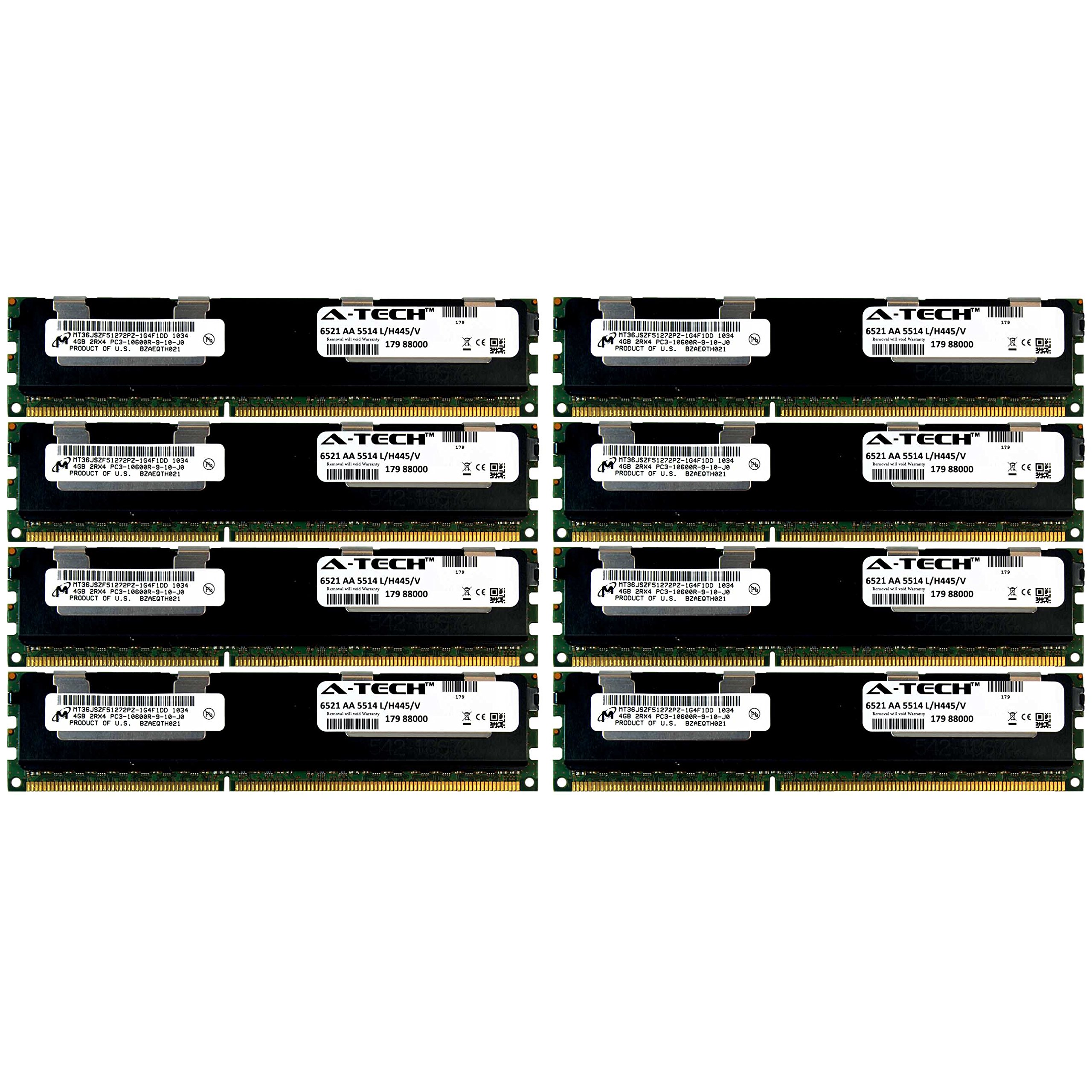 A-Tech Components A-TechÂ MicronÂ 32GB Kit 8x 4GB PC3-10600 1. 5V For HP ProLiant DL170H G6 DL180 G6 DL320 G6 500662-B21 ML350 G6 DL360E G8 SL160S G6 SL165Z G7 516423-B21 SL165S G7 SL170S G6 SL230S G8 Memory RAM