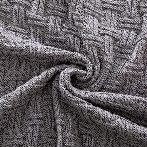 Miniatura 6 de Manta de punto trenzado de algodón naranja, acogedora manta de punto cálido para sofá, 60 x 80 pulgadas