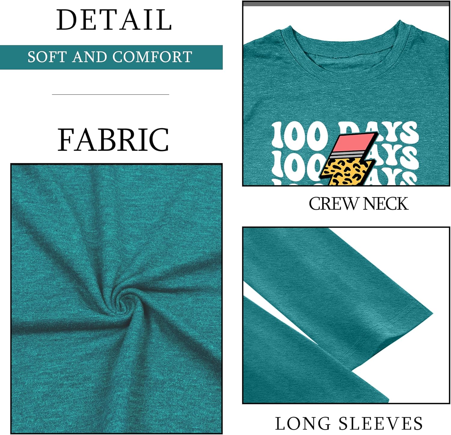 Happy 100 Days of School Shirts for Kids 100th Day of School Celebration Long Sleeve Shirt Boys and Girls