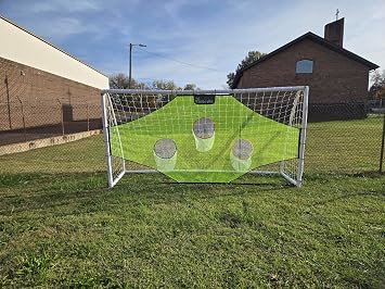 Vallerta Soccer Goal 12x6Ft Portable Weatherproof PVC Frame with Carry Bag and Ground Stakes, SkillShot Youth Regulation Sizes for Kids and Adults, Outdoor/Indoor. 12X6