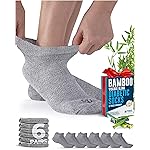 Doctor\'s Select Viscose Bamboo Ankle Diabetic Socks for Women and Men - 6 Pairs | Diabetic Socks for Men 9-12 | Moisture Wicking Mens Diabetic Socks Size 10-13 | Womens Diabetic Socks | Gray