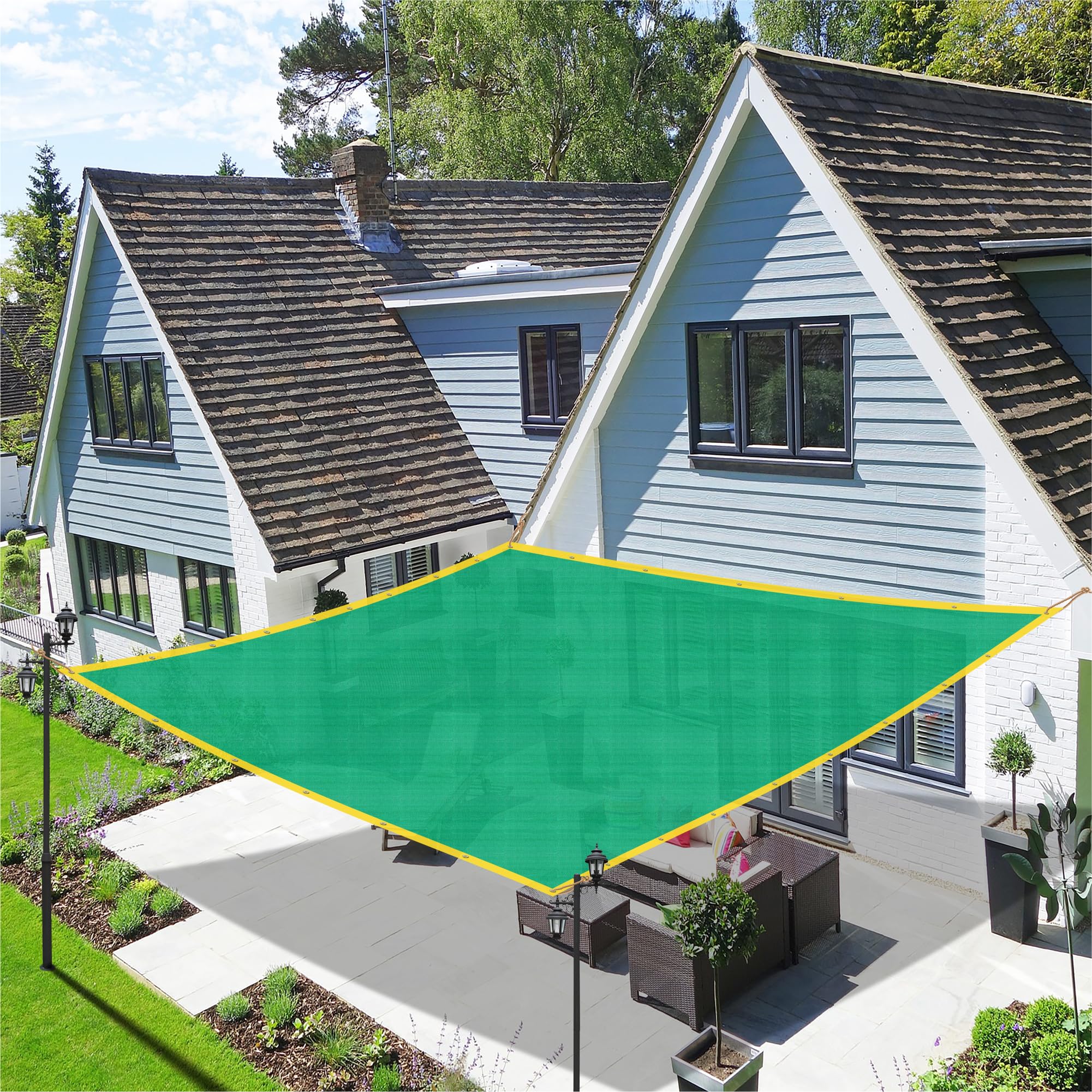 Singhal HDPE Multipurpose Shade Net 90% UV Protection, 10x50 Ft, Agro Net/Green Net/Green House/Garden Shade/Fence Net/Car Parking/Balcony Shade Net for Home, Lawn, Nursery, Sport Shading