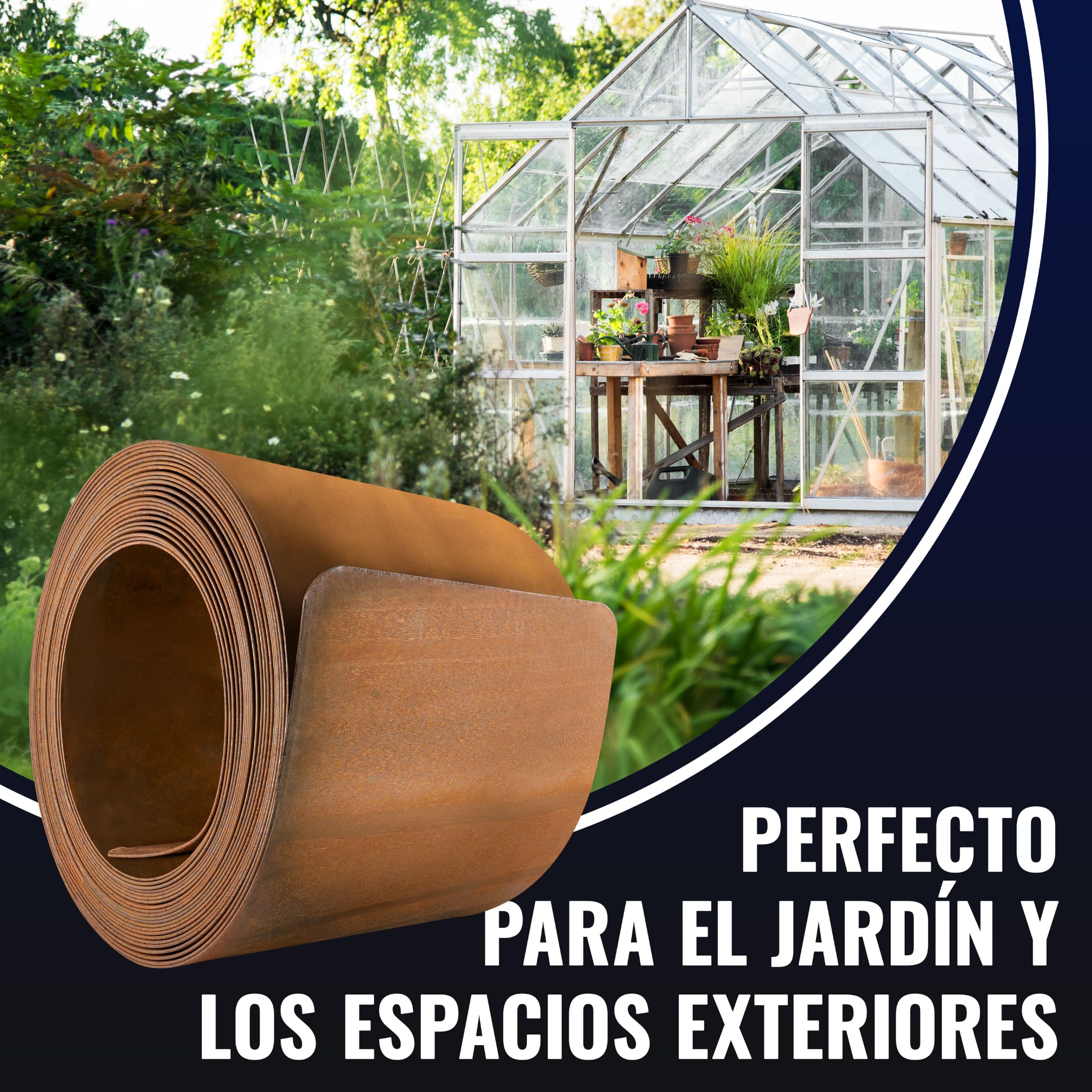 Poppstar Bordura de Acero corten (Longitud 10m, Altura 14cm, Grosor 0,5mm), 1 Rollo