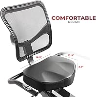 Vista 7 de Sunny Health & Fitness Smart Recumbent Bike with Pulse Sensors, Home Cycling Workout Machine w/Cushion Seat & Mesh-Backrest, Free SunnyFit App