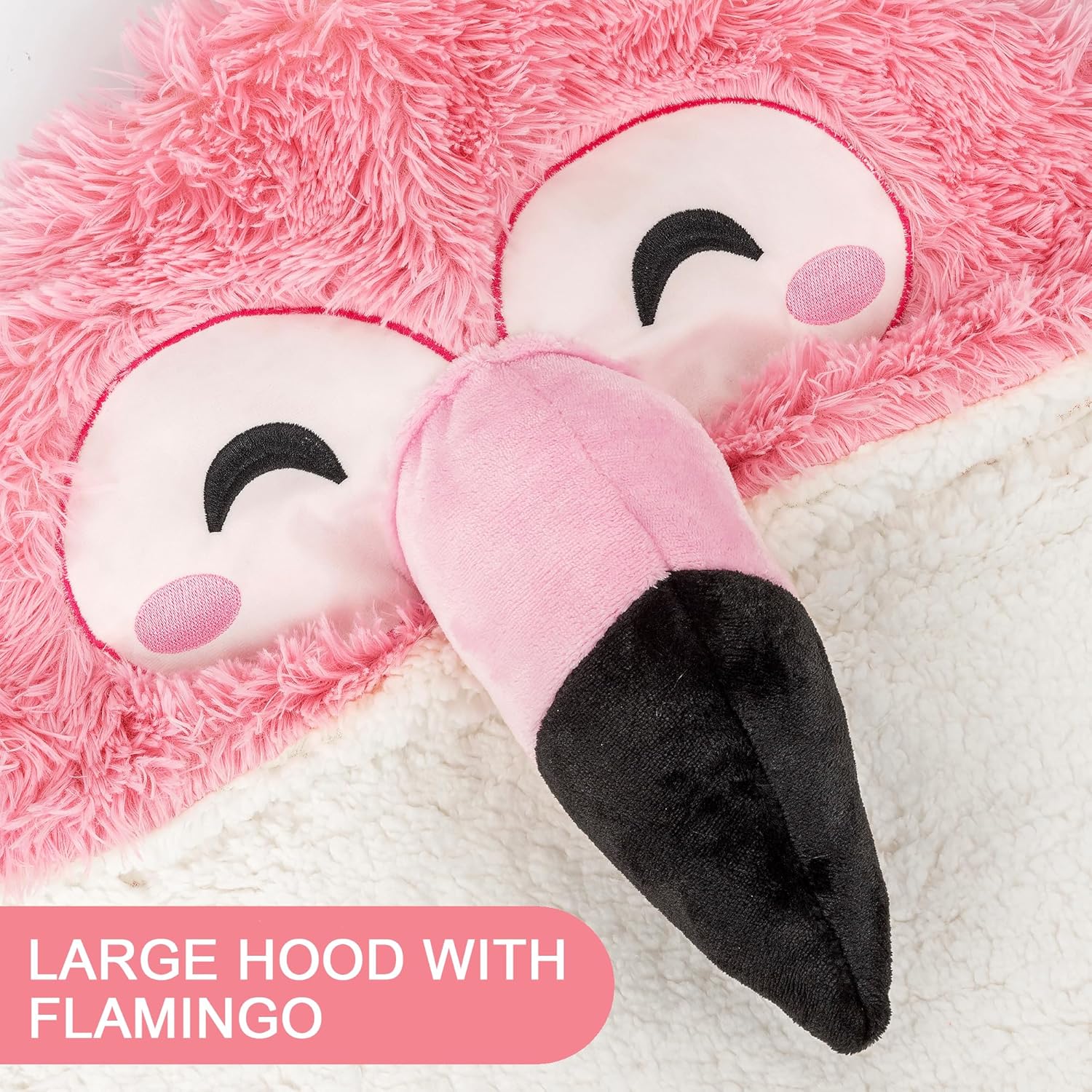 Flamingo Wearable Hooded Blanket for Adults – Fuzzy Super Soft Warm Cozy Plush Flannel Fleece & Sherpa Hoodie Throw Cloak Wrap - Flamingo Gifts for Women Adults Girls and Kids - Image 2