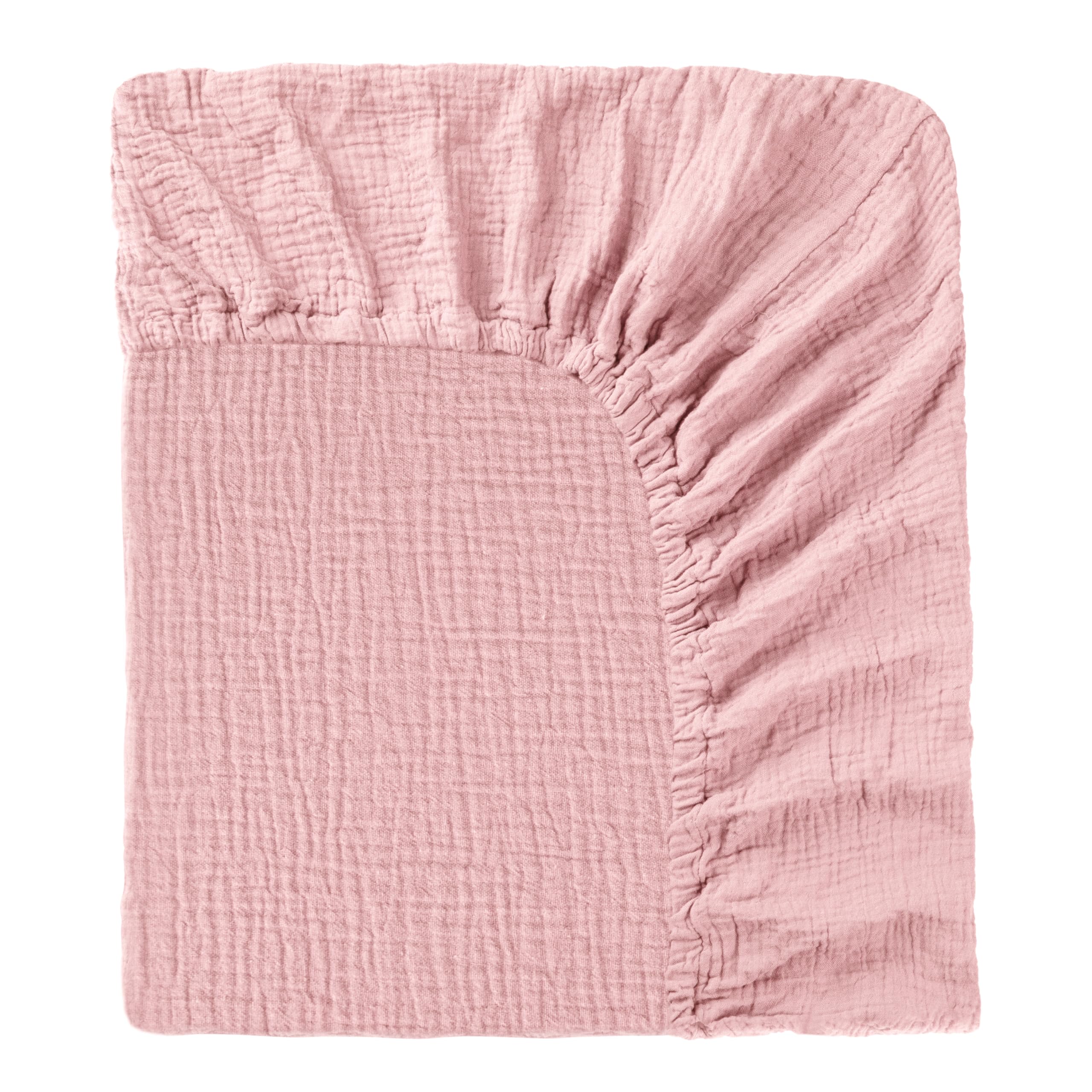 Drap-Housse pour lit bébé 60 x 120 cm, en 100% Mousseline de Coton, avec élastique sur Le pourtour, Doux et Respirant, pour lit d'enfant, lit à barreaux, lit d'appoint (Rose Princesse, 60 x 120 cm)