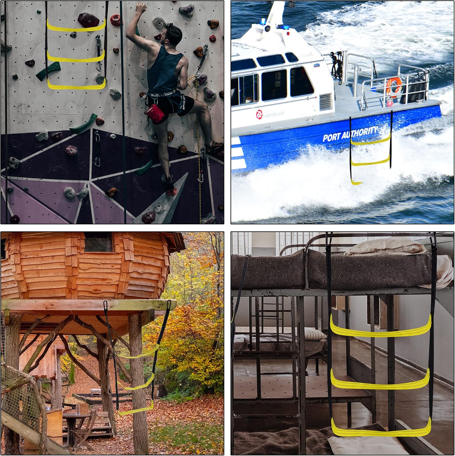 4 Steps Boat Ladder Marine Rope Ladder for Inflatable Boat Yacht Kayak Canoeing Motorboat