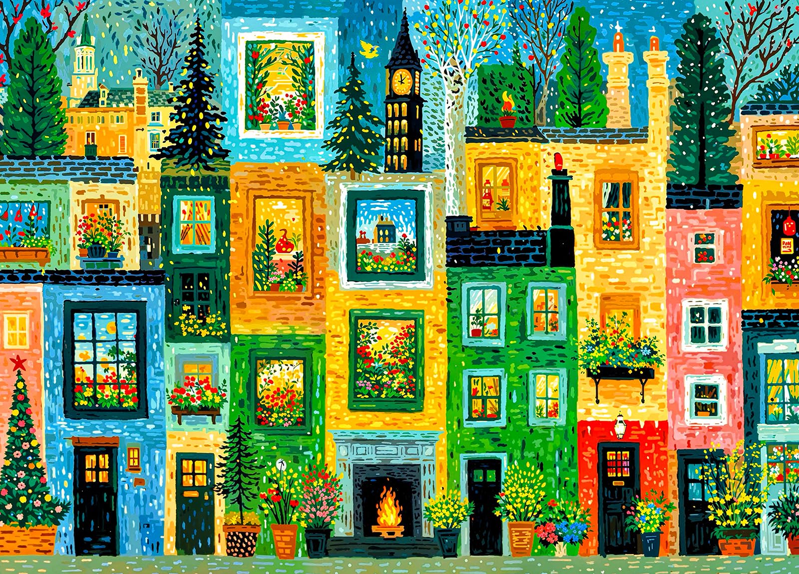 Green City Jigsaw Puzzles for Adults 1000 Jigsaws Potted Flowers Trees 1000 Piece Jigsaw Puzzles for Adults — image 1