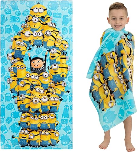Franco - Toalla infantil de baño, piscina, playa, de algodón supersuave, 58 x 28 pulgadas, Minions The Rise Of Gru