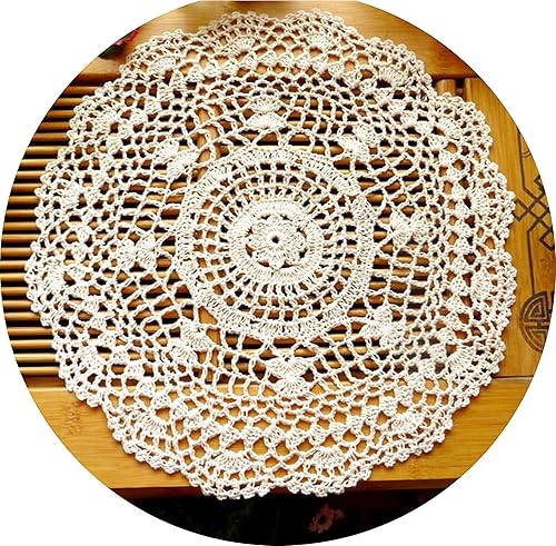 Miniatura 3 de Lelefly Camino de mesa de encaje de ganchillo hecho a mano de algodón, manteles redondos, tapetes, tocador, bufanda, decoración, 2 unidades, 12