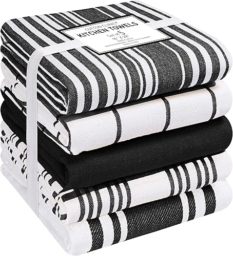 Cotton Clinic Paquete de 5 toallas de cocina surtidas, suaves y absorbentes, de secado rápido, toallas de cocina, paños de cocina, paños de cocina y