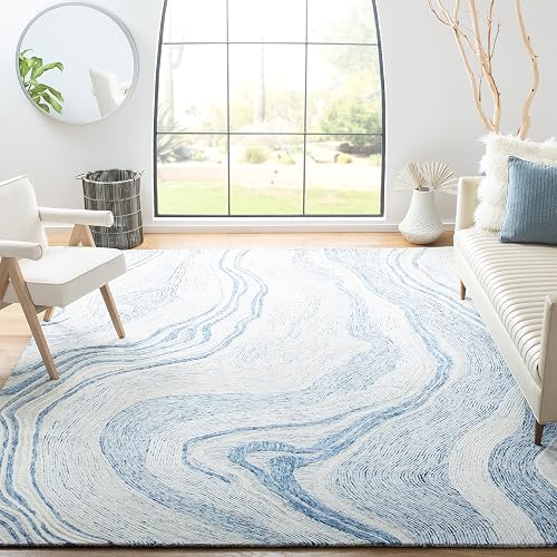 SAFAVIEH Fifth Avenue Collection Area Rug - 10' x 14', Beige & Ivory, Handmade Mid-Century Modern Abstract New Zealand W