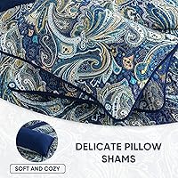 Vista 135 de DJY Juego de edredón de cachemira marrón, tamaño Queen, juego de colcha bohemia de 3 piezas, ropa de cama de microfibra suave y ligera con estampado