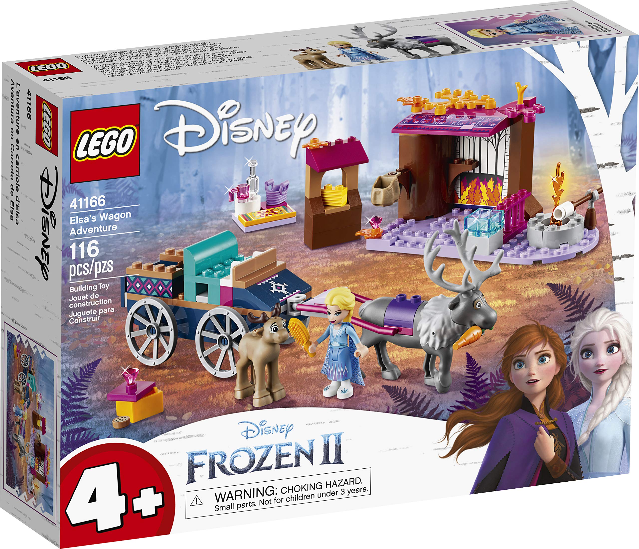 LEGO 41166 Disney Frozen II Elsa's Wagon Adventure with Princess Elsa Mini Doll and 2 Reindeer Figures, Easy Build Preschool Toy for 4-7 Years Old with Bricks Base Plate,116 Pieces,Multicolor