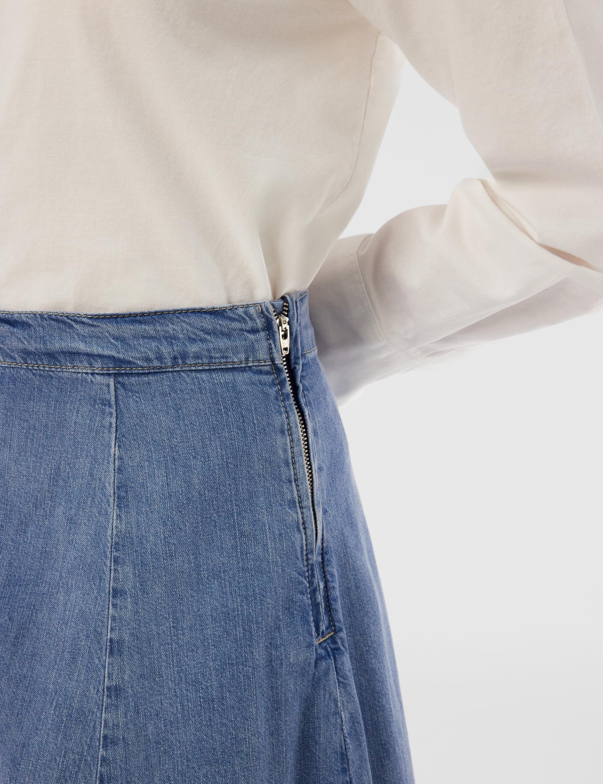 Tommy Hilfiger Damen Jeansrock Midi Flare Uma mit Gürtel