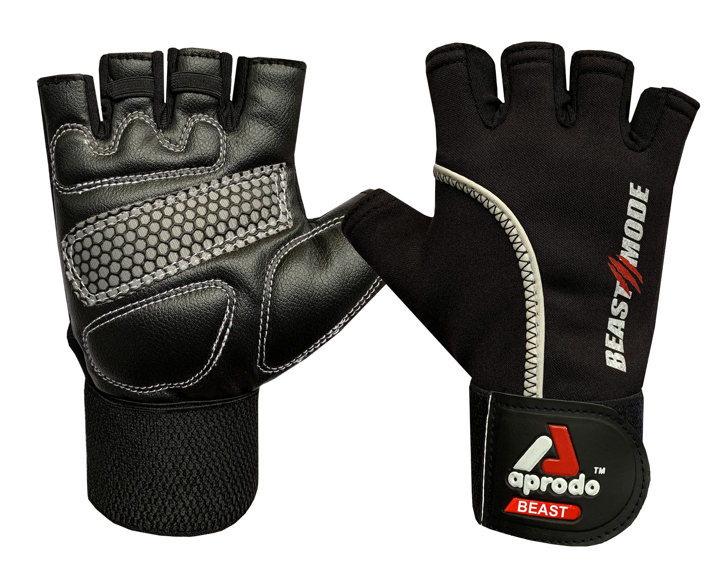 Aprodo Beast-Fitness Training and Workout Weight Lifting Gym Gloves, with Wrist Support, Unisex, Free Size (Black White) (B0B9XQ3655) Amazon Price History, Amazon Price Tracker