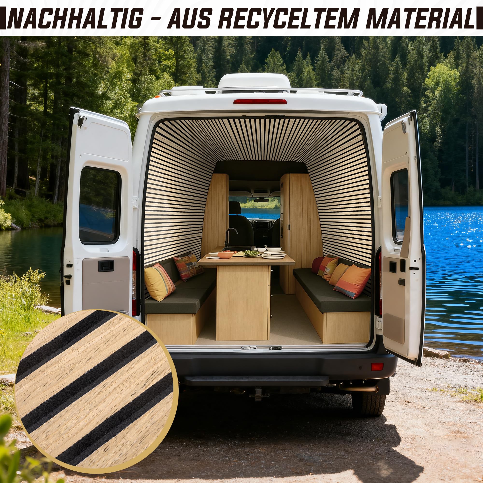 Leichte Paneele für Camper Ausbau, Wohnmobil & Van | Filz Verkleidung 4er-Set | 2,42 m² Gesamtfläche | nur 1 Kg / Panel & schallisolierend| Ideal für Innenausbau