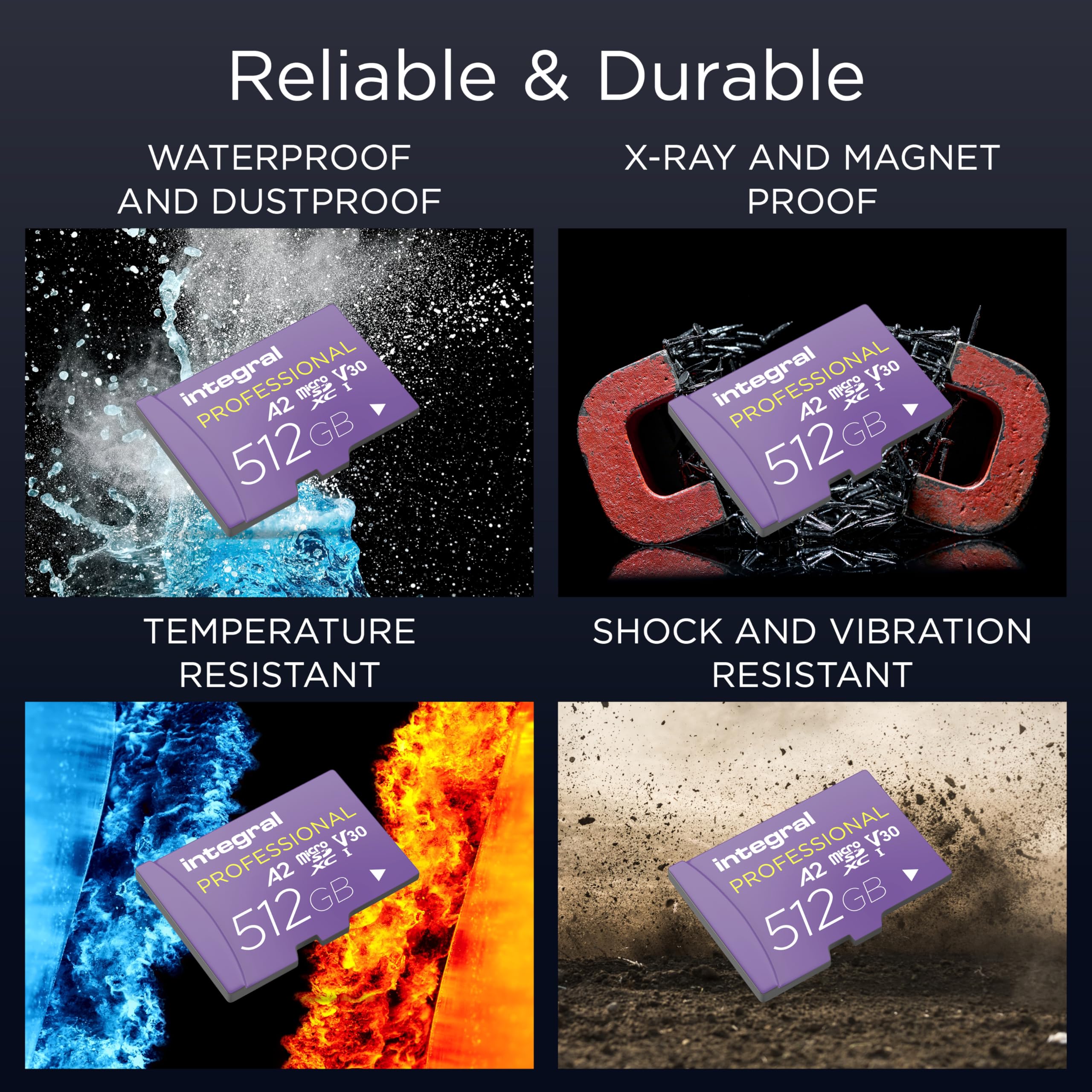 Carte Mémoire MicroSD Integral 512 Go - Vitesse Lecture 180 Mo/s Écriture 150 Mo/s - Classe A2 V30 U3 - Pour 8K/4K