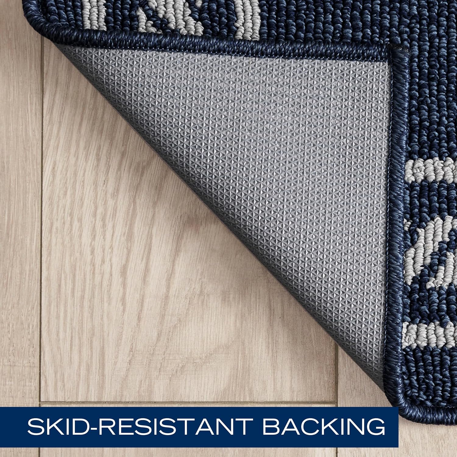 Nautica – Runner Rug | Indoor Runners for Hallways and Entry Rugs| Non-Slip and Non-Skid Entry and Kitchen Door Mat| Machine Washable Entryway Carpet Rugs | 2'2" x 3'9" | Rope Border Denim