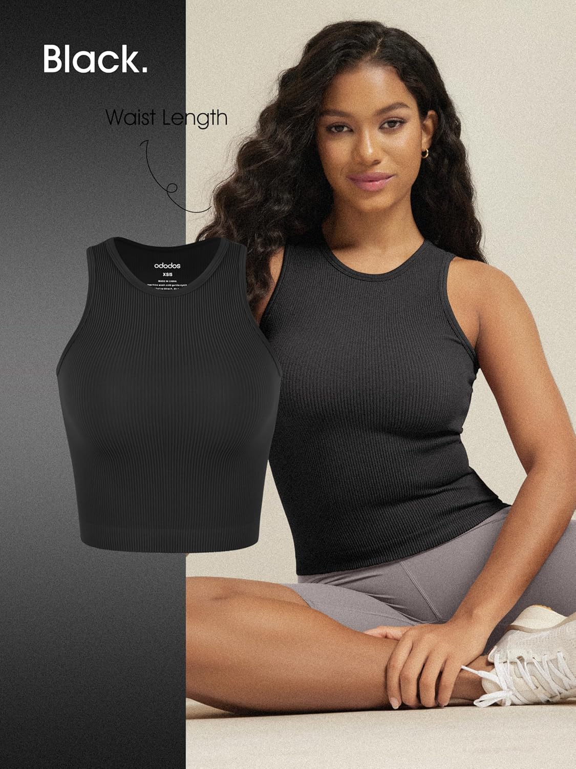 ODODOS 3-Pack Seamless Crop Tank for Women Ribbed Soft High Neck Cropped Tops - Image 3