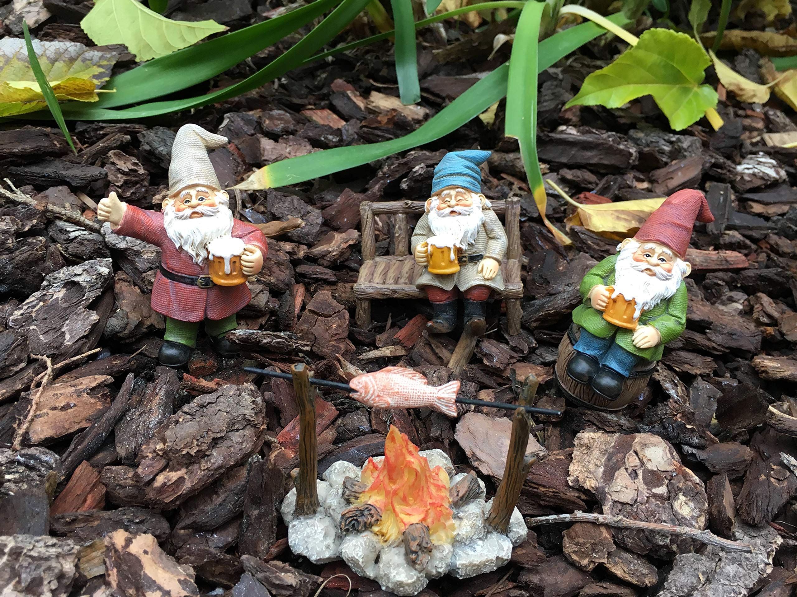 GlitZGlam „Die fröhlichen Zwerge“ Biertrinkkumpanen! 5-teiliges Gartenzwergset für den Miniaturfeengarten