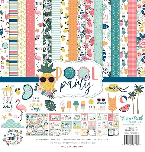 Echo Park Paper Company Kit de papel de colección Pool Party, 12 x 12 pulgadas