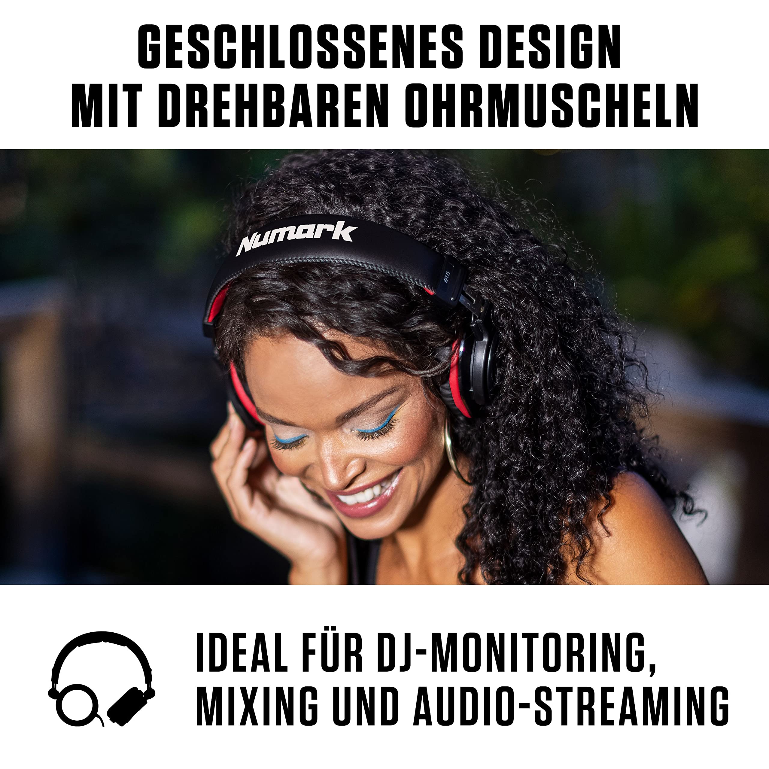 Numark DJ Pro Paket - Platinum FX DJ Controller Pult mit 4-Deck Kontrolle, integriertem Audio Interface, Jogwheel-Displays und Effektpaddeln und HF175 Kopfhörer im geschlossenem Design, 40mm Treiber