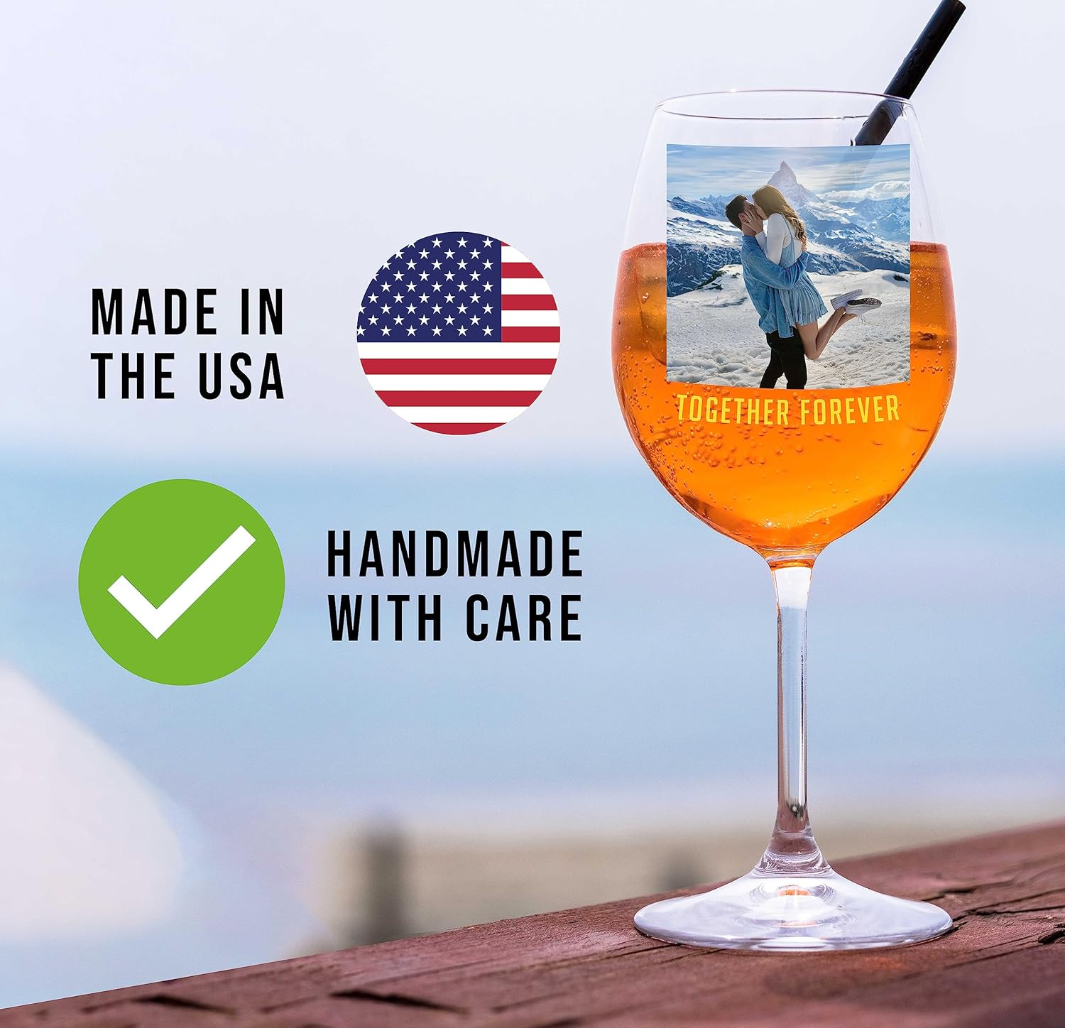 Personalized 16oz Printed Photo Picture Stemmed Wine Glass - Bride to Be Fiance Gifts - Engagement Engaged Bachelorette Gifts for Women Her – I Said Yes - Wedding Bridal Shower Future Mrs