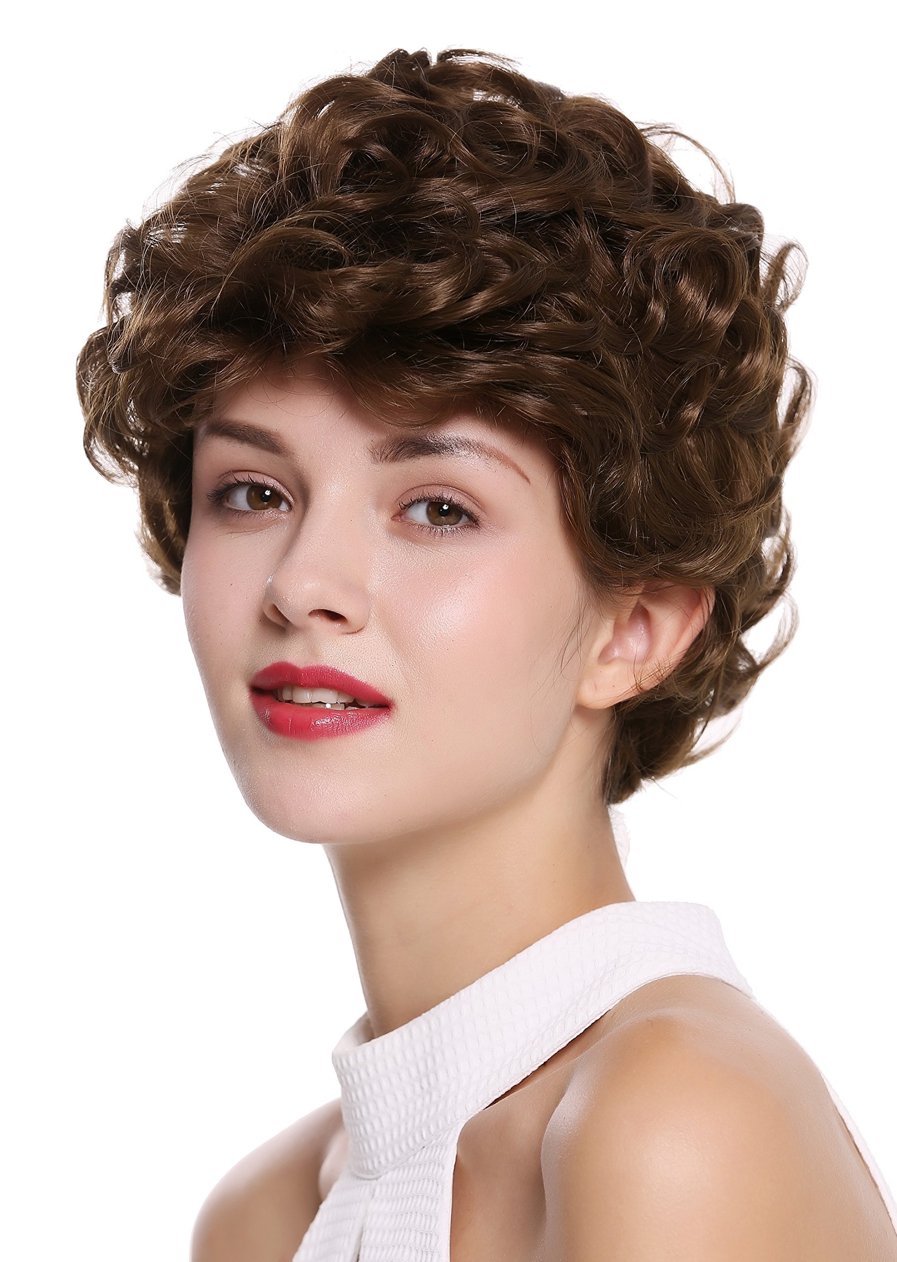 WIG ME UP - DW-2740-10 Lady Quality Wig short curled curls medium brown brunette, Medium golden brown (10), Length: approx. 25 cm