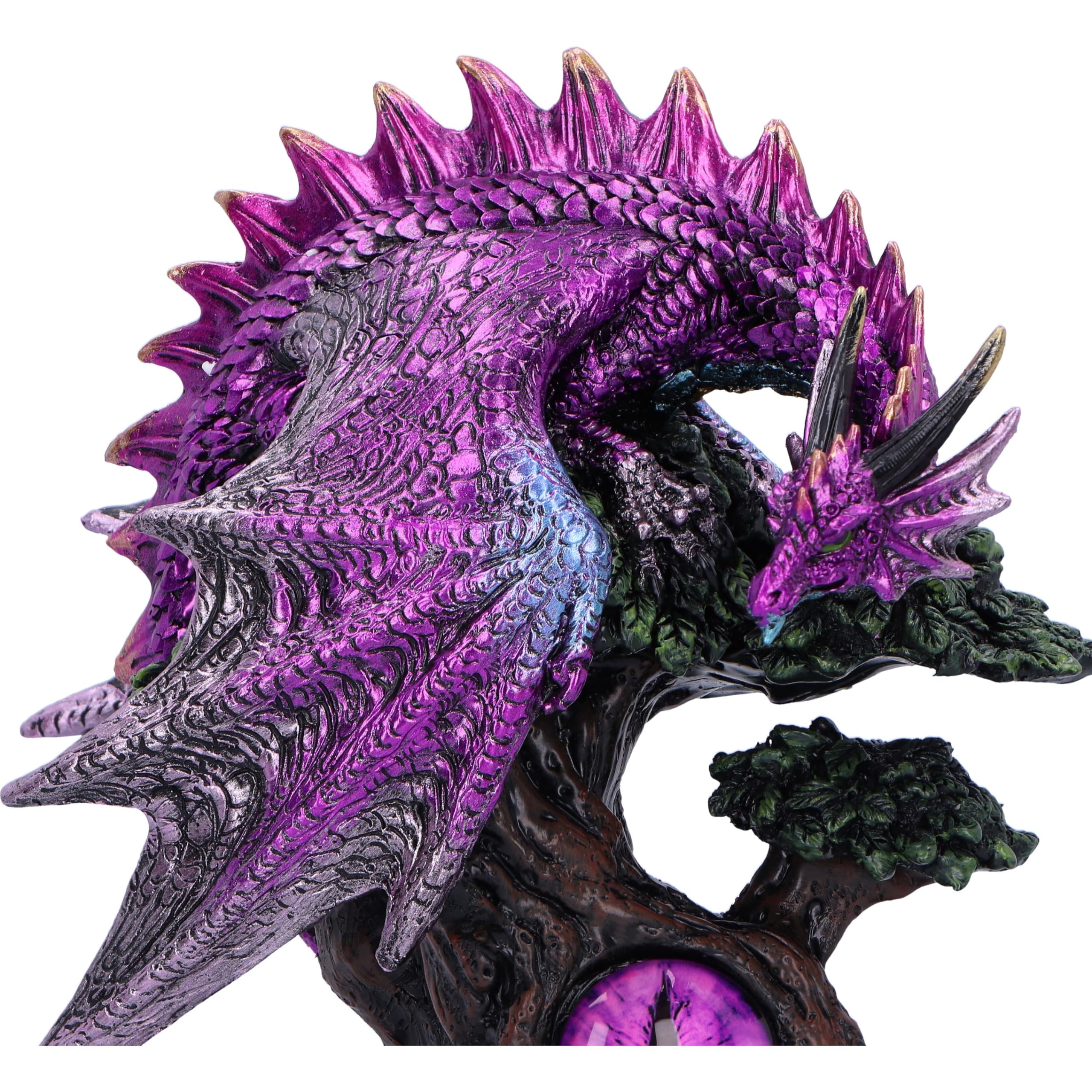 Nemesis Now Drakonische Seher-Figur 17 cm, Harz, rosa/lila, Drache auf Baum, lila Drachen-Ornament, Drachen-Geschenkartikel, aus feinstem Harz gegossen, fachmännisch handbemalt