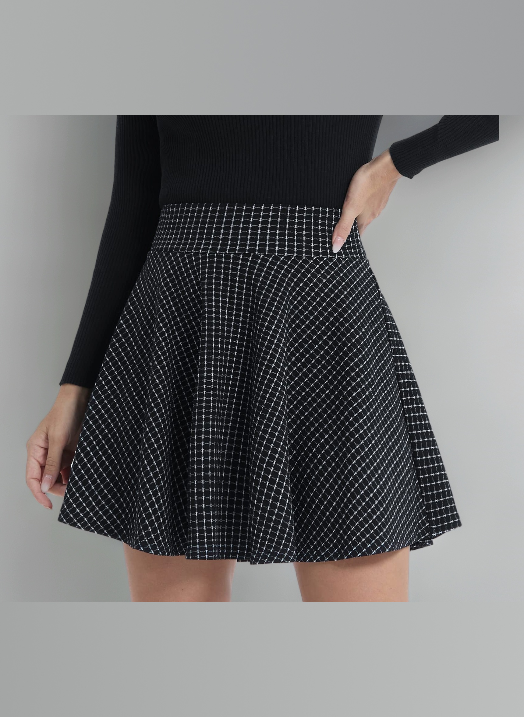 DJT Women's Skirts Stretchy High Waist Pleated Casual Mini Skater Skirts with Shorts