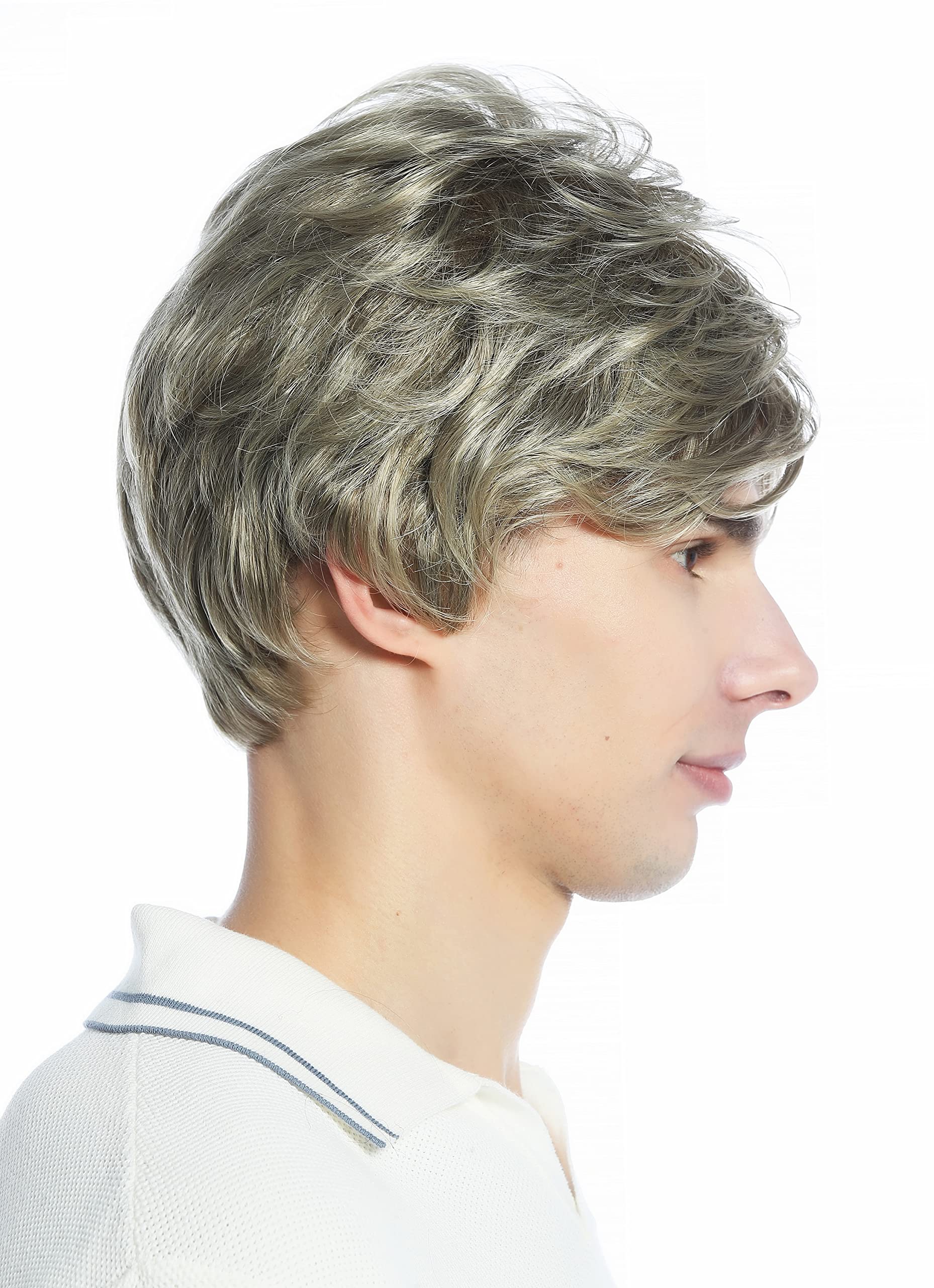 WIG ME UP - DW94A-18T22 Wig Men Women unisex short parting wavy light brown streaked with blond highlights - Image 4