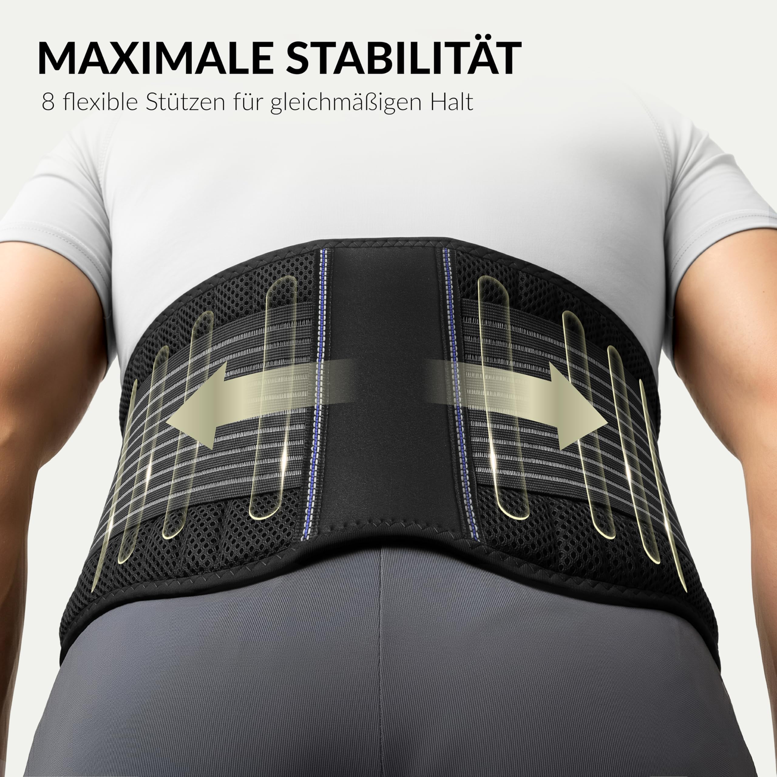 BraceUP Rückengurt, Rückenstützgürtel - Atmungsaktive Rückenbandage Herren und Damen, Rückenstütze, Lendenwirbelstütze gürtel für unteren Rücken bei Ischias (L/XL 90-110 cm)